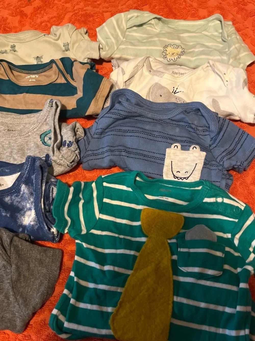 Carter's Multi-Color Baby One-Piece Bodysuits - Stripes & Dino Prints